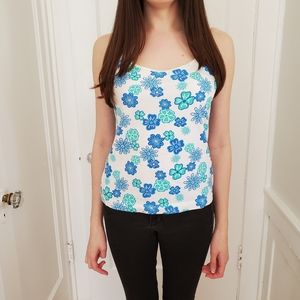 BP Junior XL Flower Print White Camisole Top Vtg